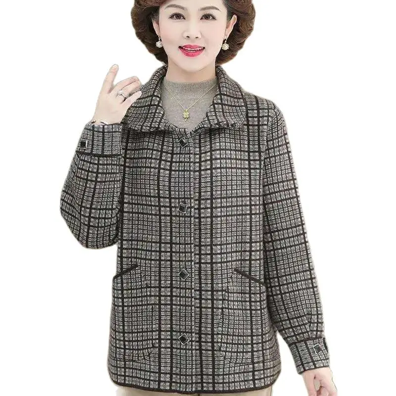 Fashion Women's Knitted Sweater Cardigan Jacket Spring Autumn Winter Coat Middle-Aged Elderly Mother Casual Plaid Outerwear Tops
Fashion Women's Knitted Sweater Cardigan Jacket Spring Autumn Winter Coat Middle-Aged Elderly Mother Casual Plaid Outerwear Tops
