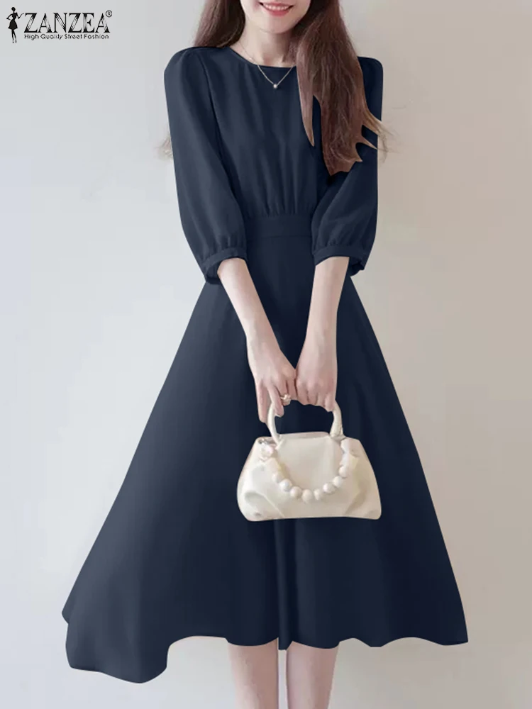 ZANZEA Elegant Dress Women French Vintage 3/4 Sleeve Waisted Midi Dress Autumn Fashion Party Vestidos Dating Plain A-line Robes
ZANZEA Elegant Dress Women French Vintage 3/4 Sleeve Waisted Midi Dress Autumn Fashion Party Vestidos Dating Plain A-line Robes