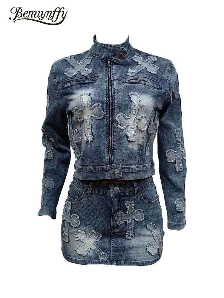 Benuynffy Women's 2 Piece Sets Outfit Streetwear Y2K Zip Up Short Denim Jacket Sexy Sheath Mini Denim Skirts 2024 Spring New
Benuynffy Women's 2 Piece Sets Outfit Streetwear Y2K Zip Up Short Denim Jacket Sexy Sheath Mini Denim Skirts 2024 Spring New