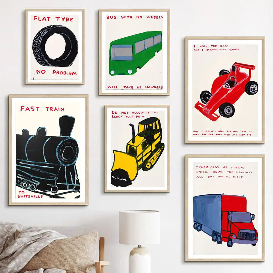 Funny Poster David Shrigley F1 Car Trucks Trains Bus Bulldozer Wall Art Print Canvas Painting Cute Pictures Baby Boy Room Decor
Funny Poster David Shrigley F1 Car Trucks Trains Bus Bulldozer Wall Art Print Canvas Painting Cute Pictures Baby Boy Room Decor