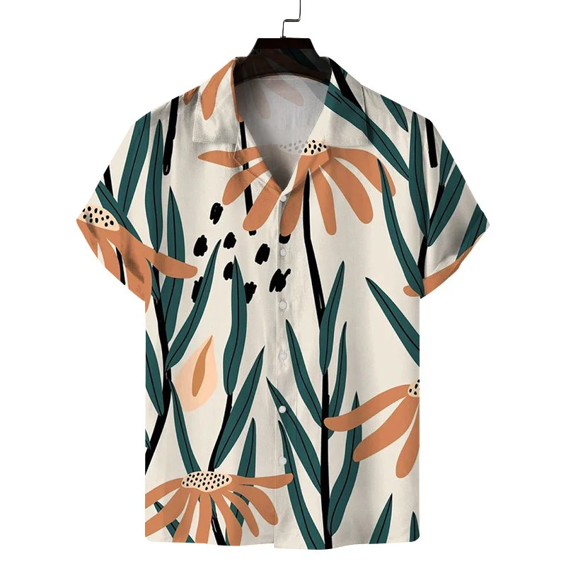 

Men's Hawaiian shirt short sleeved printed button clothing summer beach shirt casual vacation comfortable and breathable