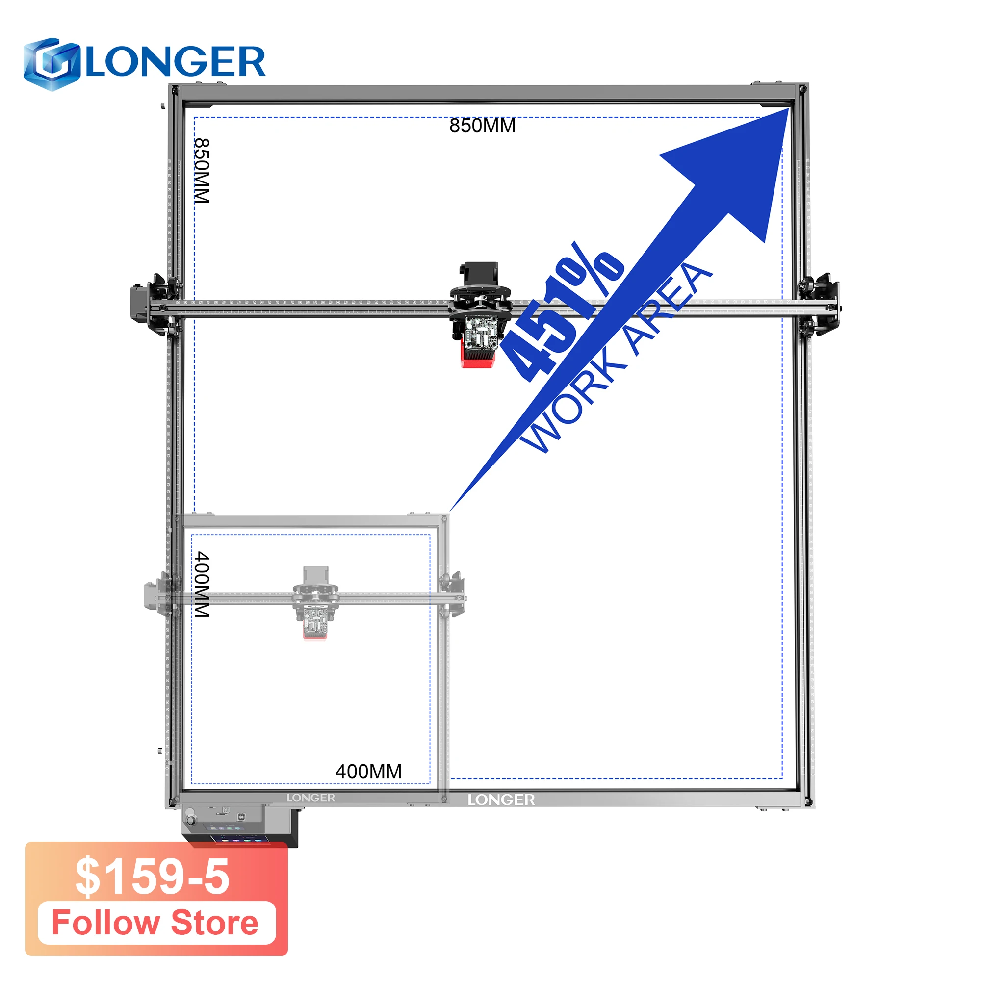 

LONGER Extension Kit XY Axis And Accessories For Longer Ray5 5W 10W 20W Engraving Area is Expanded to 33.5"*33.5" 850 * 850mm