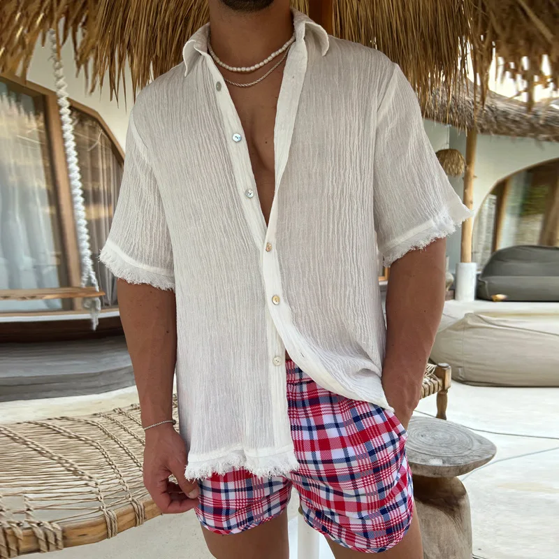 Casual Loose Solid Color Pleated Cotton Linen Shirt Men Short Sleeve Leisure Loose Lapel Buttoned Tops 2023 Summer Men's Clothes
Casual Loose Solid Color Pleated Cotton Linen Shirt Men Short Sleeve Leisure Loose Lapel Buttoned Tops 2023 Summer Men's Clothes