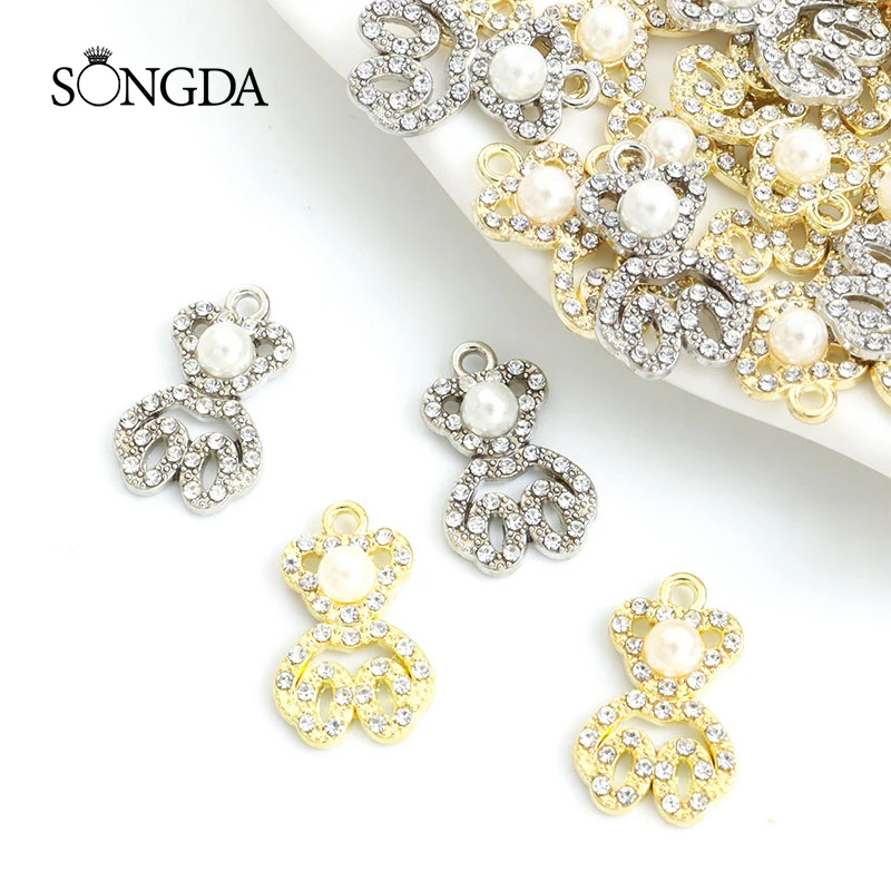 10pcs Cute Little Bear Crystal Rhinestone Charms Silver/Gold Color Kawaii Pearl Alloy Pendant for Making DIY Earring Accessories
10pcs Cute Little Bear Crystal Rhinestone Charms Silver/Gold Color Kawaii Pearl Alloy Pendant for Making DIY Earring Accessories