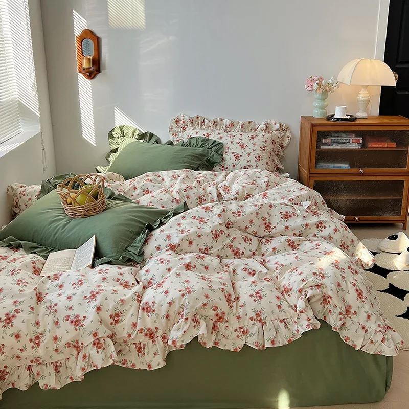 100% Cotton Ruffles Duvet Cover French Ldyllic Garden Style Bedding Set with Flowers Quilt Cover Bed Sheet Pillowcases
100% Cotton Ruffles Duvet Cover French Ldyllic Garden Style Bedding Set with Flowers Quilt Cover Bed Sheet Pillowcases