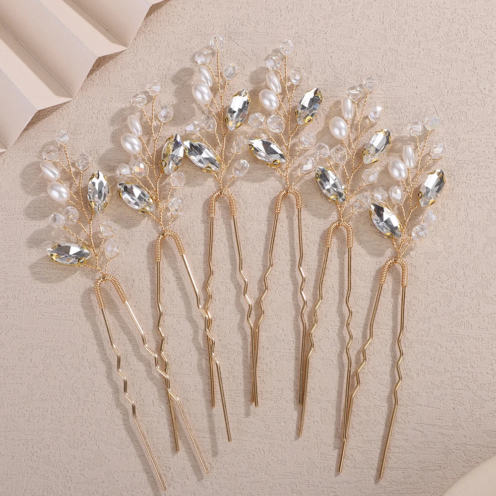 6PCS Crystal Wedding Hair Accessories Pearl Rhinestone Hair Pins for Women Bridal Headpiece 10Color Bride Party Hairpins Jewelry 17 Sb8b8e5c0d1a24d91a190d815bee422114