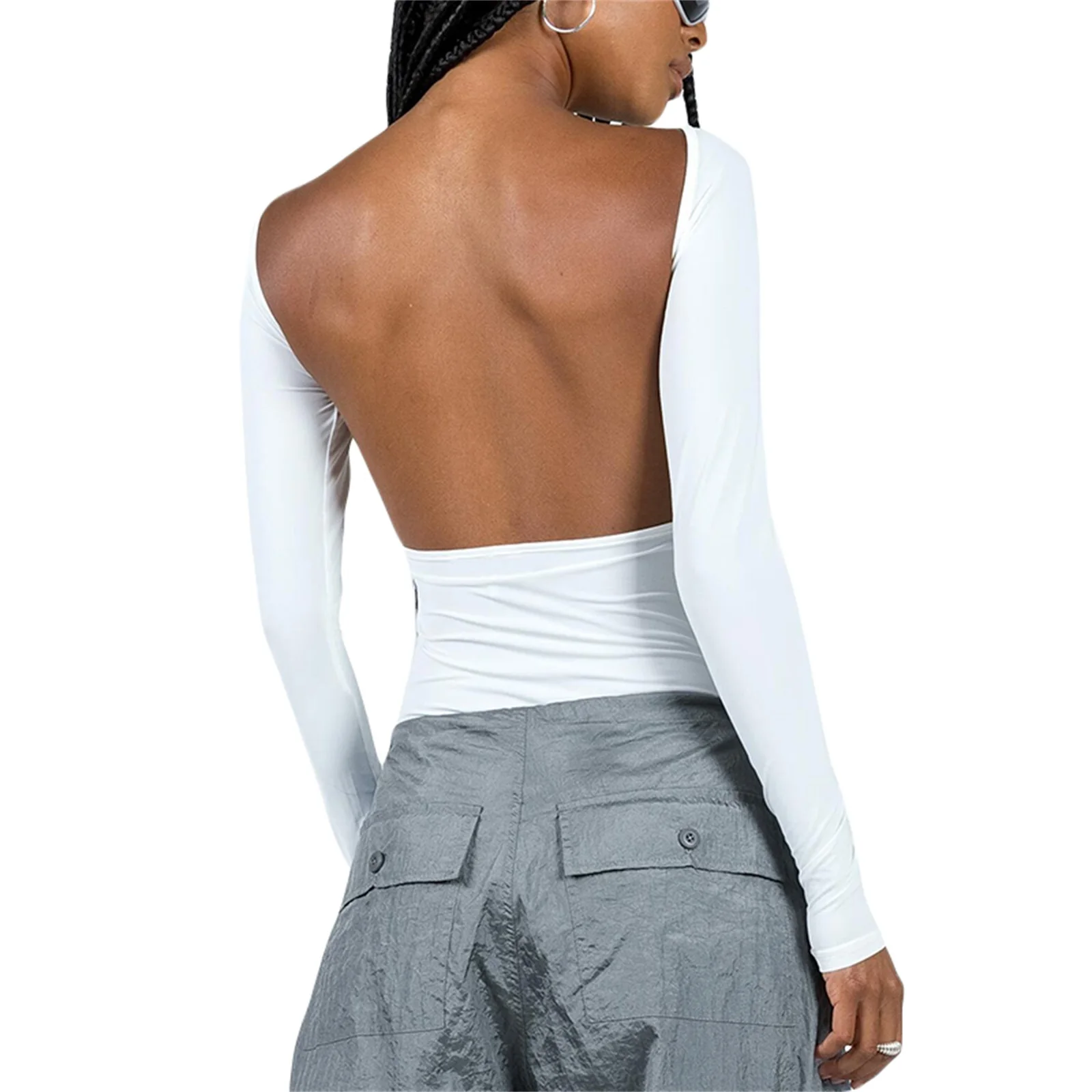 Women Slim Wrapped Bodysuit Romper Ladies Sexy Backless Long Sleeve Boat Neck Solid Casual Short Jumpsuit
Women Slim Wrapped Bodysuit Romper Ladies Sexy Backless Long Sleeve Boat Neck Solid Casual Short Jumpsuit