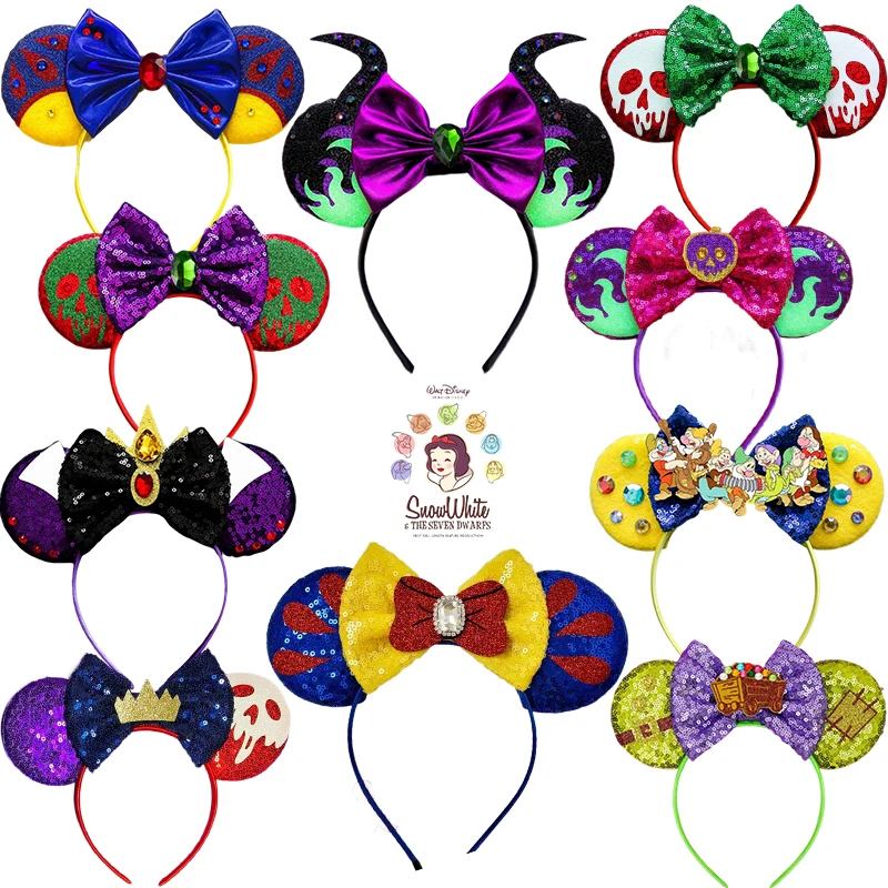 

Disney Princess Seven Dwarfs Snow White Headbands Women Witch Queen Hairband For Girls Skeletal Poison Hair Accessories Kid Gift