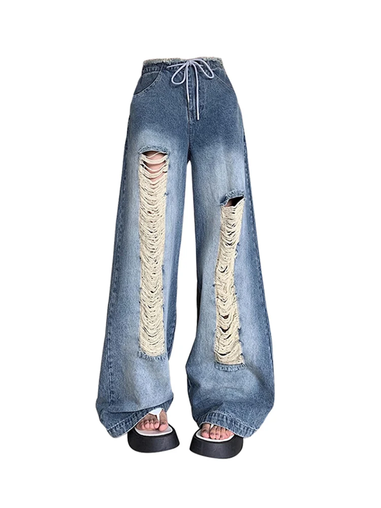 Женские широкие брюки в стиле ретро, голубые мешковатые широкие брюки с высокой талией в Корейском стиле, уличная одежда Y2k
Женские широкие брюки в стиле ретро, голубые мешковатые широкие брюки с высокой талией в Корейском стиле, уличная одежда Y2k