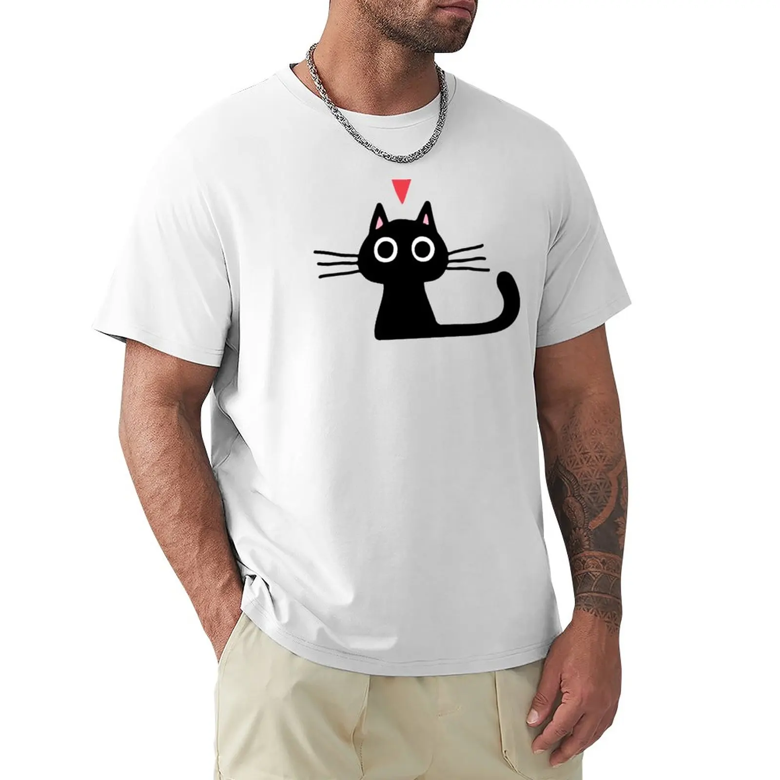 

Cute Black Cat with Heart | Kitten Valentine T-Shirt sublime oversized big and tall t shirts for men
