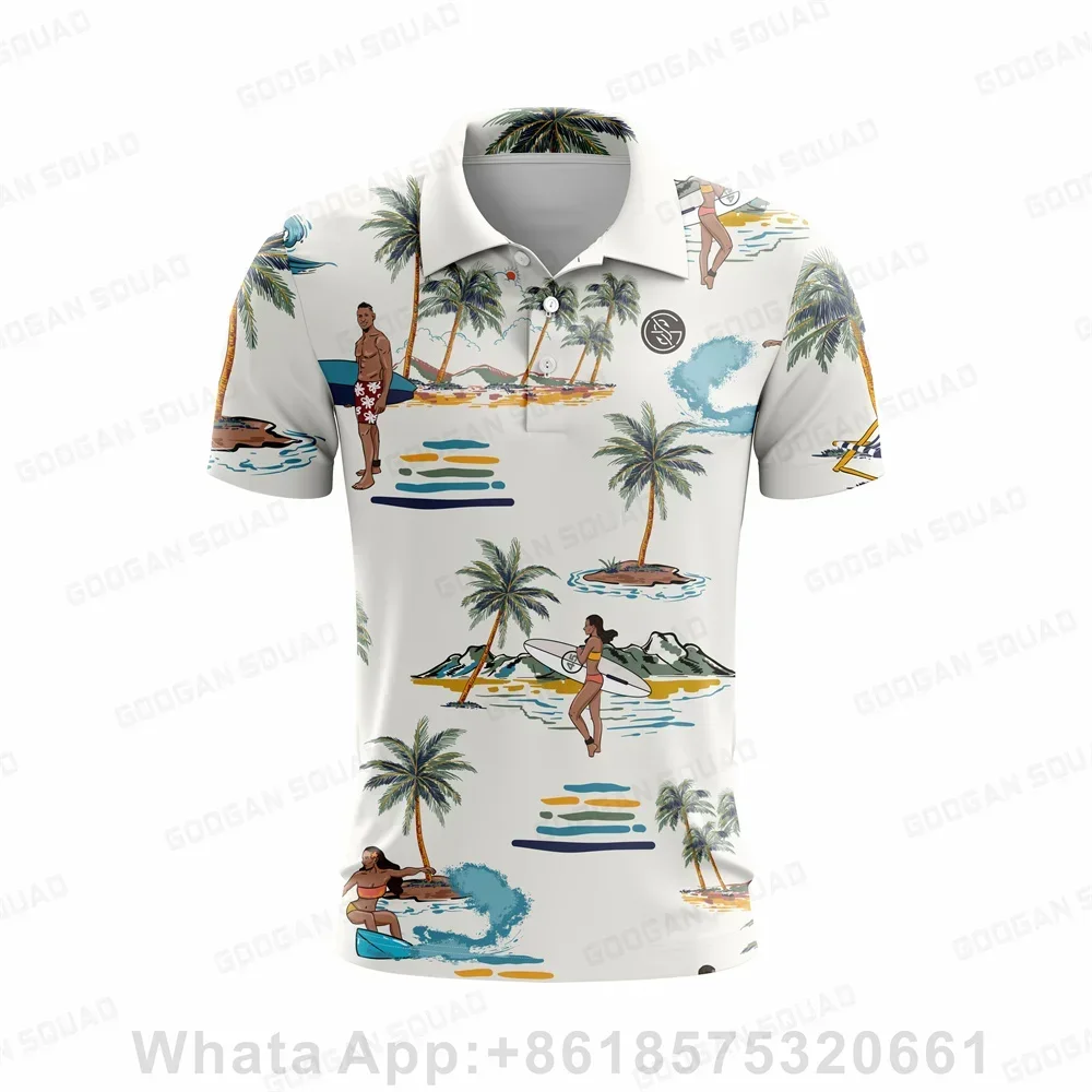 

2023 New Summer Hawaii style Men Polo Shirt Casual Fashion Short Sleeve Quick Dry Fishing Golf T-Shirt Tops Clothing Plus Size