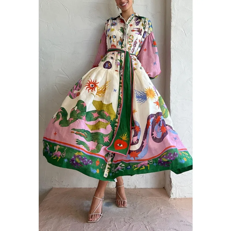 2024 Spring Summer New Women's Clothing Palace Style Pleated Oversized Swing Printing Bubble Long Sleeve Loose Dress
2024 Spring Summer New Women's Clothing Palace Style Pleated Oversized Swing Printing Bubble Long Sleeve Loose Dress