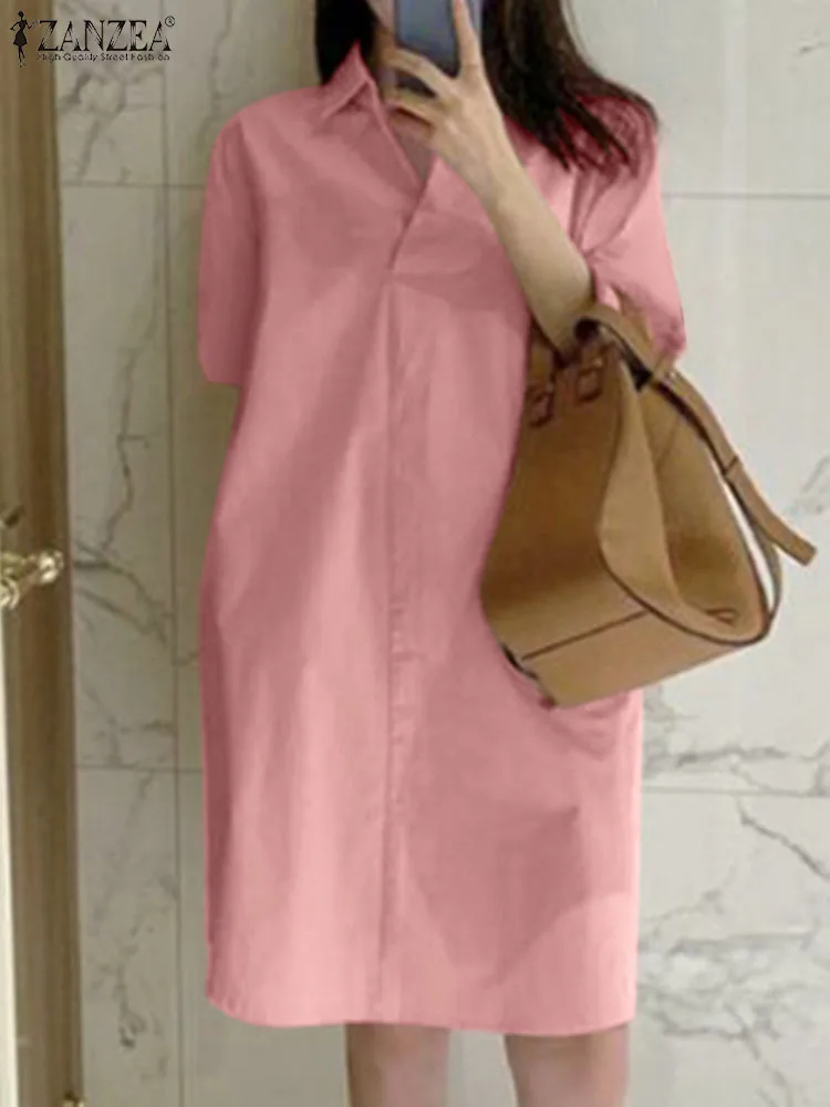 ZANZEA Office Short Dress Fashion Women Solid Shirt Dresses Holiday Summer Lapel V-neck Sundress Casual Loose Short Sleeve Robes
ZANZEA Office Short Dress Fashion Women Solid Shirt Dresses Holiday Summer Lapel V-neck Sundress Casual Loose Short Sleeve Robes