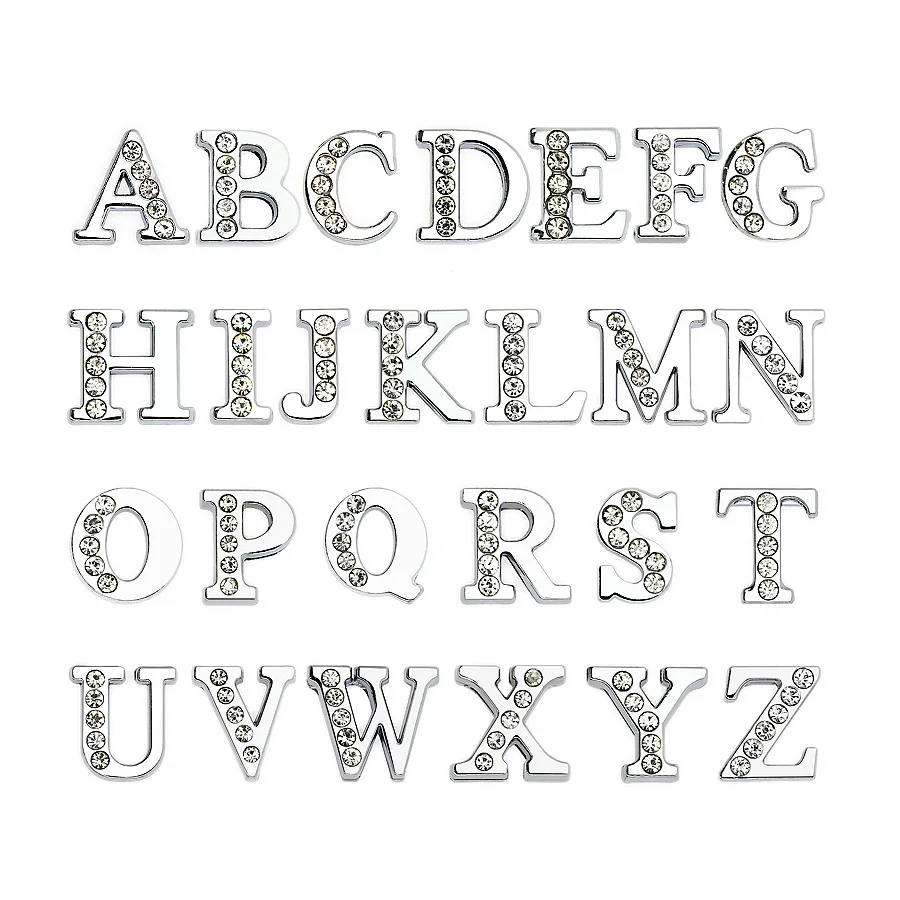 10PC/lot Hole 8MM Silver Half Rhinestones Slide Letter A - Z DIY Charm English Alphabet Fit For 8MM Keychains Wristband Jewelrys
10PC/lot Hole 8MM Silver Half Rhinestones Slide Letter A - Z DIY Charm English Alphabet Fit For 8MM Keychains Wristband Jewelrys