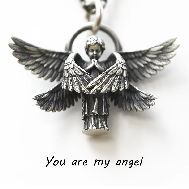 Vintage Silver Color Angel Pendant Necklace Handmade Seraphim Pray Pendant Long Chain Neck Men Women Anniversary Jewelry Gifts
Vintage Silver Color Angel Pendant Necklace Handmade Seraphim Pray Pendant Long Chain Neck Men Women Anniversary Jewelry Gifts