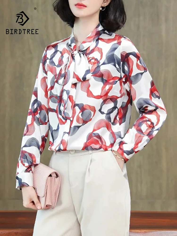 Birdtree Women Autumn New,90% Silk 10% Spandex Bow Shirt,Simple Strap Standing Neck Long Sleeve Elegant Basic Blouse T30533QC
Birdtree Women Autumn New,90% Silk 10% Spandex Bow Shirt,Simple Strap Standing Neck Long Sleeve Elegant Basic Blouse T30533QC
