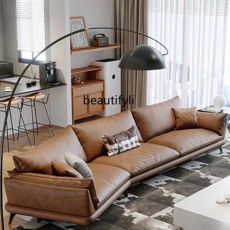 Italian-Style Light Luxury Leather Sofa Minimalist Living Room First Layer Cowhide down High-Leg Straight Row
Italian-Style Light Luxury Leather Sofa Minimalist Living Room First Layer Cowhide down High-Leg Straight Row