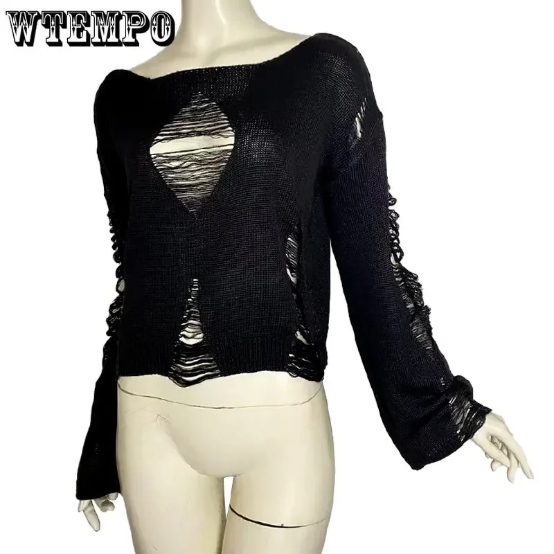Black Gothic Hollow Sweater Women Pullover See-through Short Top American Street Style Hotsweet Pull Jumper Autumn
Black Gothic Hollow Sweater Women Pullover See-through Short Top American Street Style Hotsweet Pull Jumper Autumn