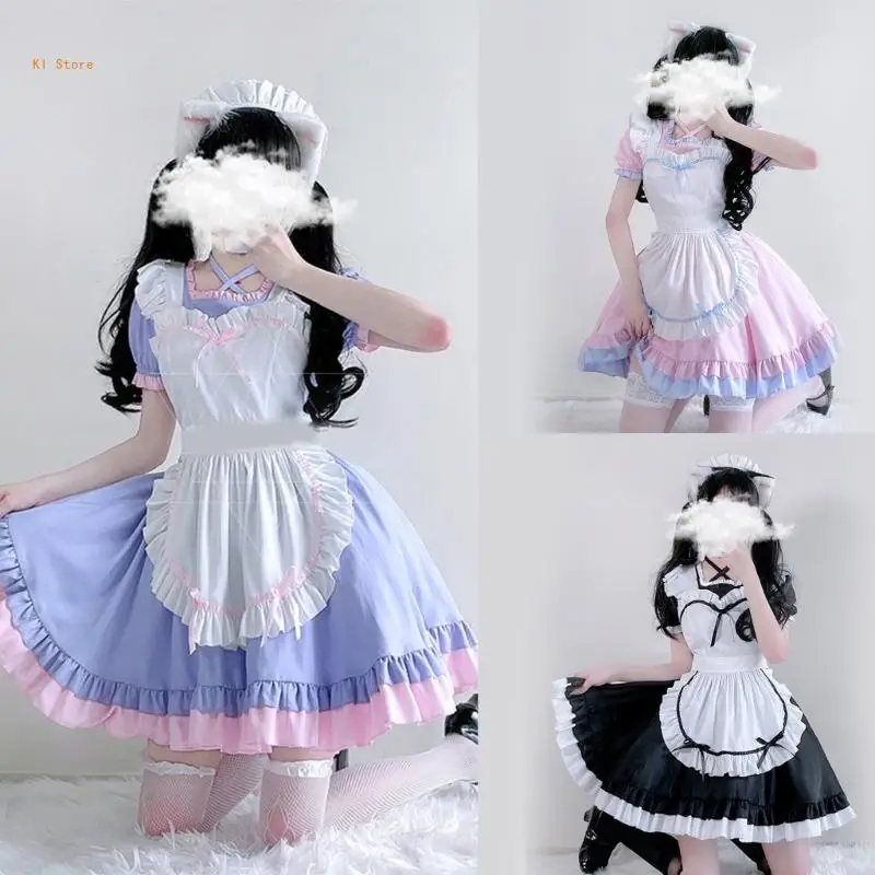 3Pcs Women's French Maid Costume Maid Dress Headbands Maid Apron Halloween Fancy Dress Costume
3Pcs Women's French Maid Costume Maid Dress Headbands Maid Apron Halloween Fancy Dress Costume