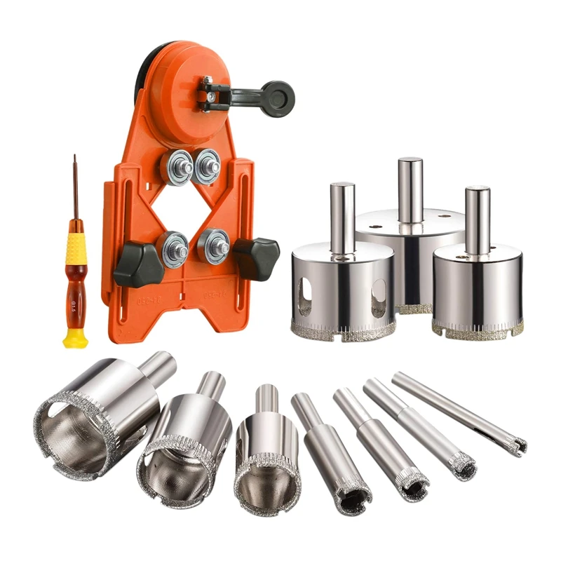 

12 Pcs Diamond Drill Hole Saw Set, Ceramic Tile Bottle Opener With Hole Saw Guide Device, For Ceramic Tiles, Glass