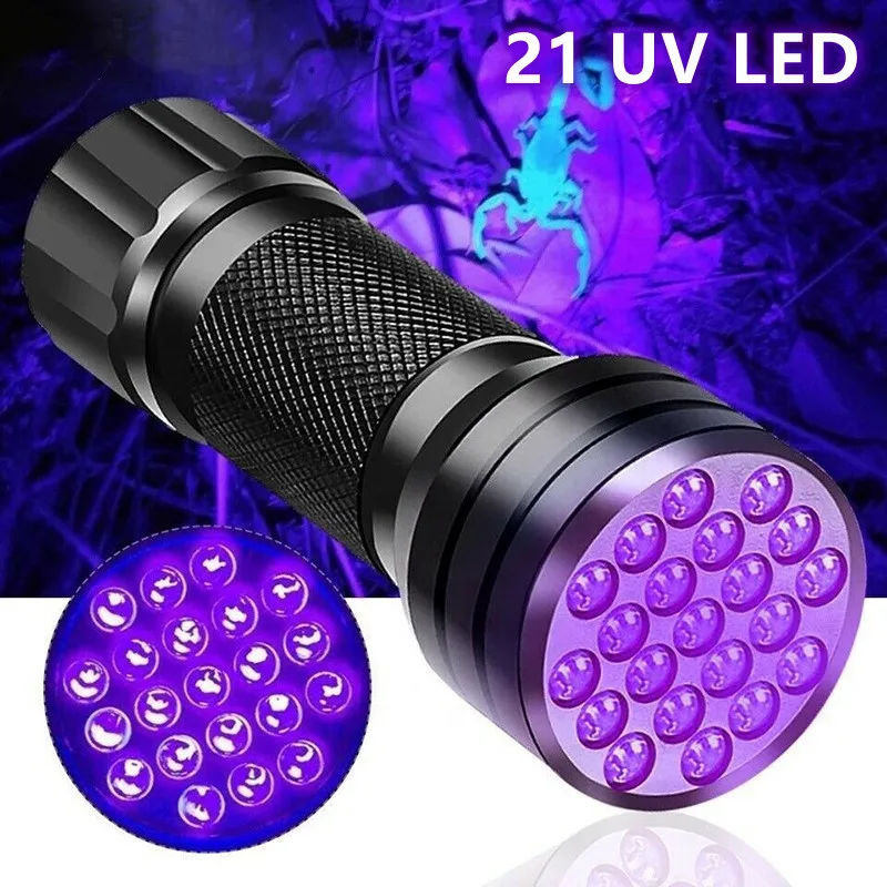 UV Flashlight with 21 LEDS 395NM Ultra Violet Torch Light Lamp Blacklight Detector for Dog Urine Pet Stains and Bed Bug
UV Flashlight with 21 LEDS 395NM Ultra Violet Torch Light Lamp Blacklight Detector for Dog Urine Pet Stains and Bed Bug