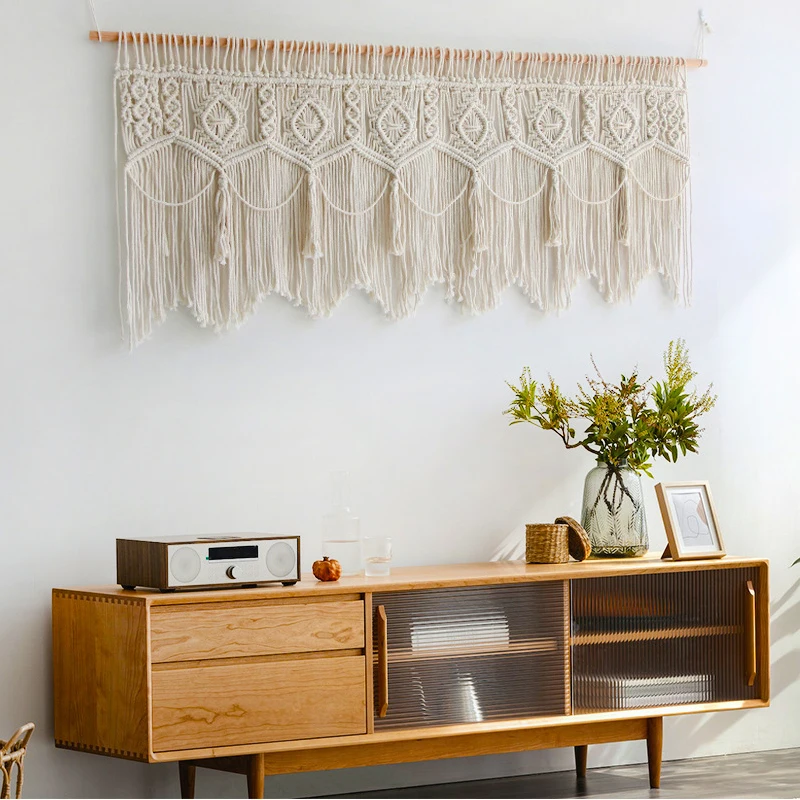 Hand-Woven Cotton Door Curtain Tapestry - Boho Wedding Backdrop 7 Sb8cb268b5acd49248d8aa36d0aacc8a0H
