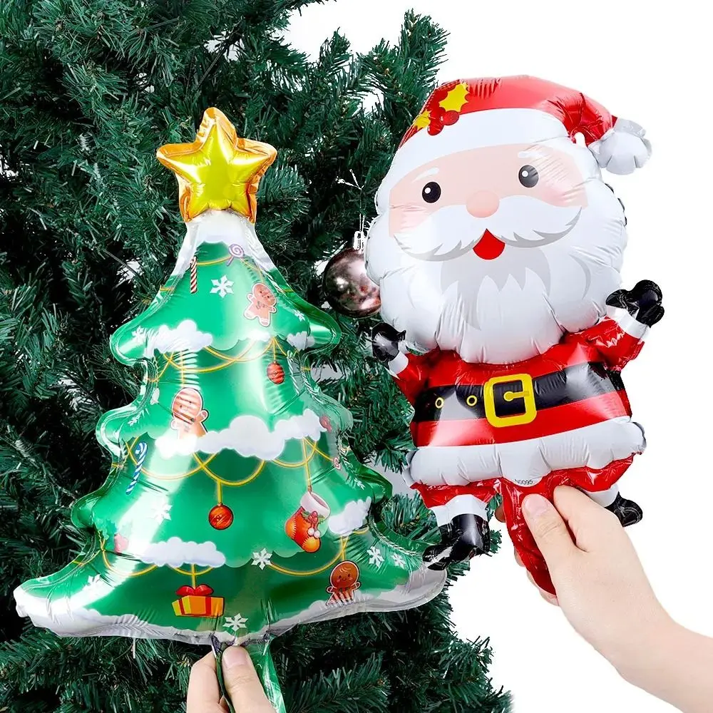 

50PCS Xmas Tree Christmas Balloons New Year Santa Aluminum Foil Small Balloon Toy Birthday Party Cartoon Holiday Decoration