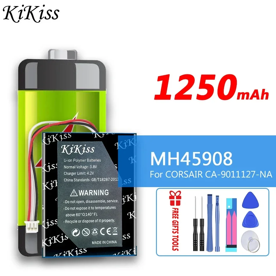 

1250mAh KiKiss Battery For CORSAIR CA-9011127-NA 9011136-AP For Garmin MH45908 H2100 Dolby 7.1 Bateria