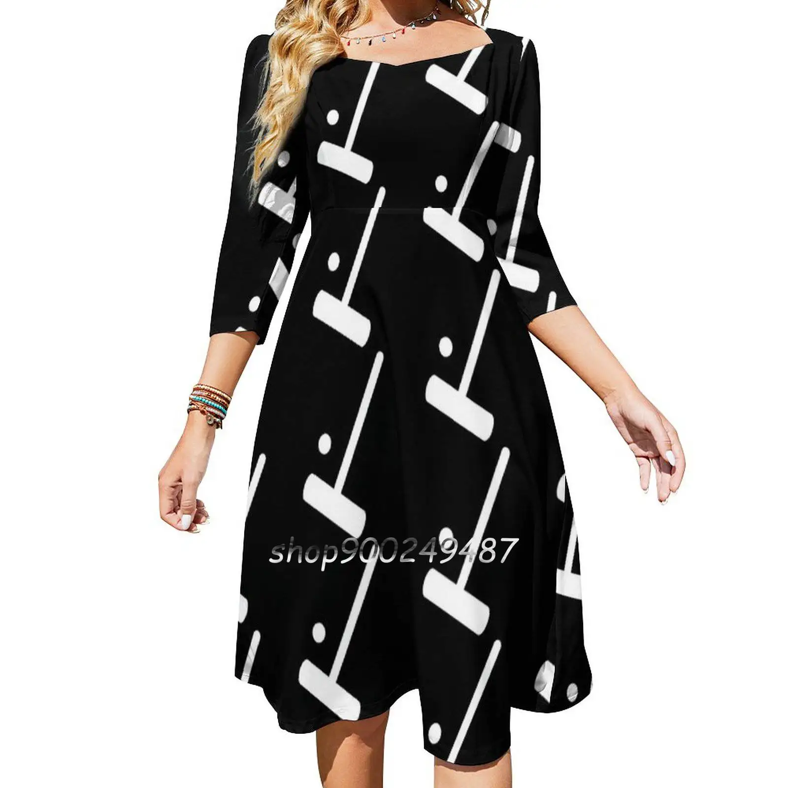 Croquet Mallet And Ball In White Silhouette Flare Dress Square Neck Dress Elegant Female Fashion Printed Dress Croquet Croquet
Croquet Mallet And Ball In White Silhouette Flare Dress Square Neck Dress Elegant Female Fashion Printed Dress Croquet Croquet