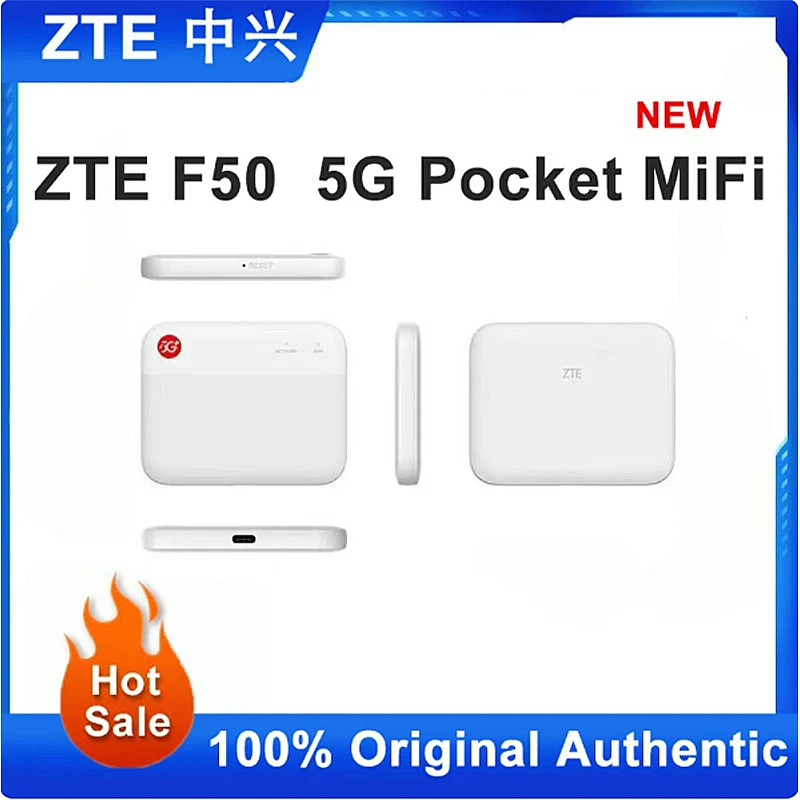 

2023 New Original ZTE UFi F50 5G Pocket MiFi 5G Sub-6 SA/NSA N1/5/8/28/41/78 4G Cat15 2.4G/5G Wifi(No battery）