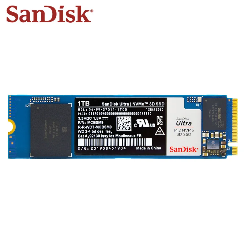 

Внутренний твердотельный накопитель SanDisk PCIe 3,0 M.2 2280 NVMe 500G 1 ТБ 2 ТБ Max 3500 Мб/с, оригинальный жесткий диск Nvme SSD