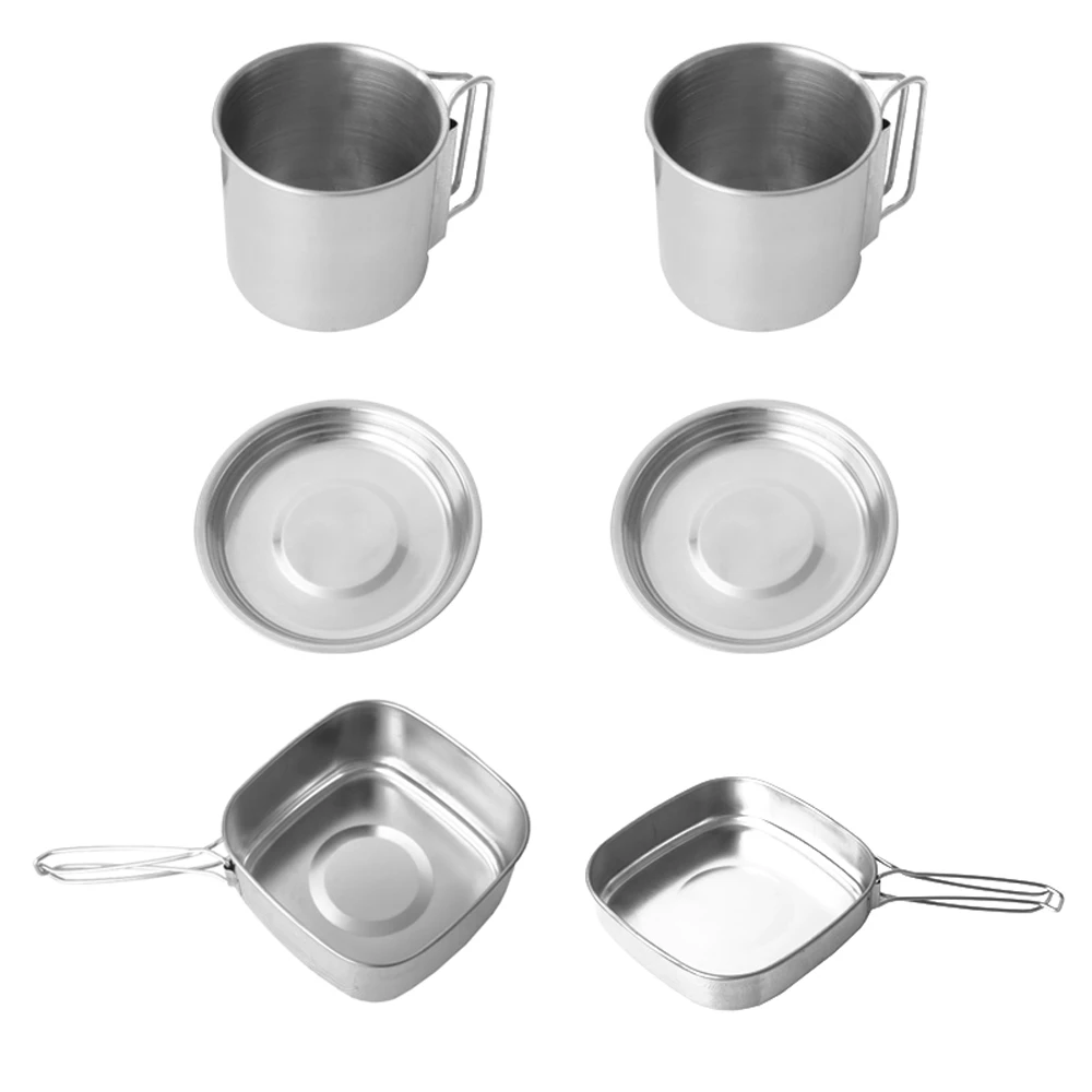 

8 шт. набор кухонной посуды для кемпинга, портативный набор посуды для пикника из нержавеющей стали, Туристическая посуда для путешествий, походные принадлежности 2022