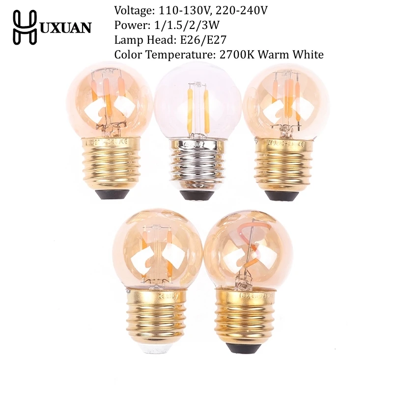 

G40 LED Mini Globe Light Bulb 1/1.5/2/3W Filament Bulbs Warm White 2700K Vintage Decorative String LED Lamp E26 E27 Base Bulb