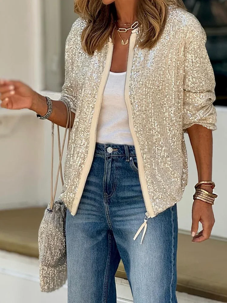 Casual Sequins Patchwork Female Short Top Elegant Women 2024 Spring Summer Jackets Streetwear Full Sleeve Outerwear Solid Coats
Casual Sequins Patchwork Female Short Top Elegant Women 2024 Spring Summer Jackets Streetwear Full Sleeve Outerwear Solid Coats