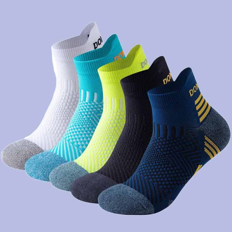 

3 Pairs Men Running Ankle Socks Towel Bottom Athletic Breathable Moisture-wicking Marathon Sports Socks Women