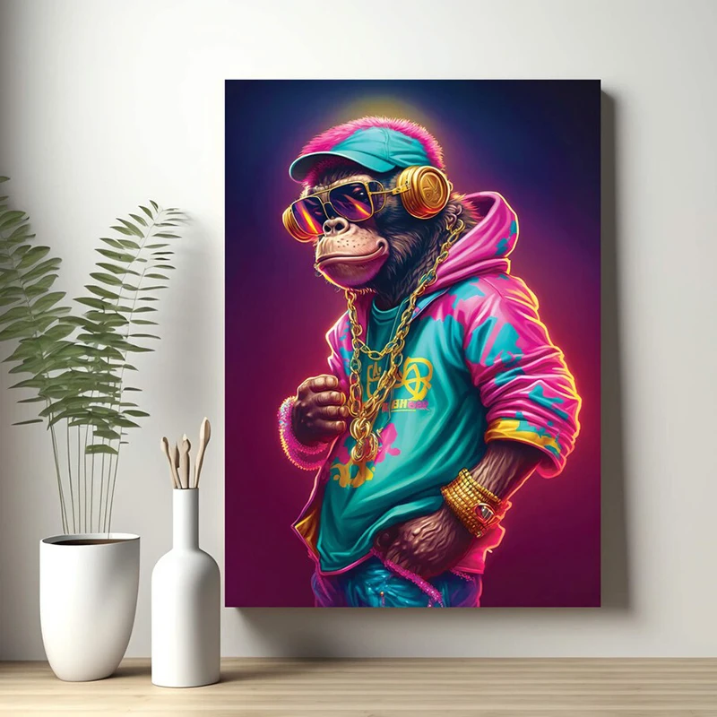 Funny Colourful Monkey With Headphones And Sunglasses Poster Art Prints Banksy Canvas Art Painting Wall Pictures Home Room Decor
Funny Colourful Monkey With Headphones And Sunglasses Poster Art Prints Banksy Canvas Art Painting Wall Pictures Home Room Decor