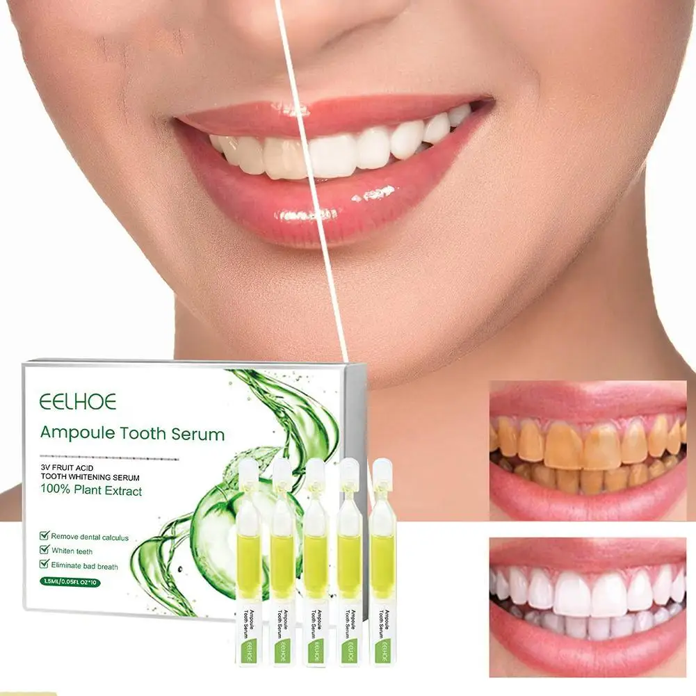 

Natural Mint Flavor Teeth Whitening Essence Oral Care Effective Remove Stains Teeth Cleaning Serum Ampoule Toothpaste 10 Pcs