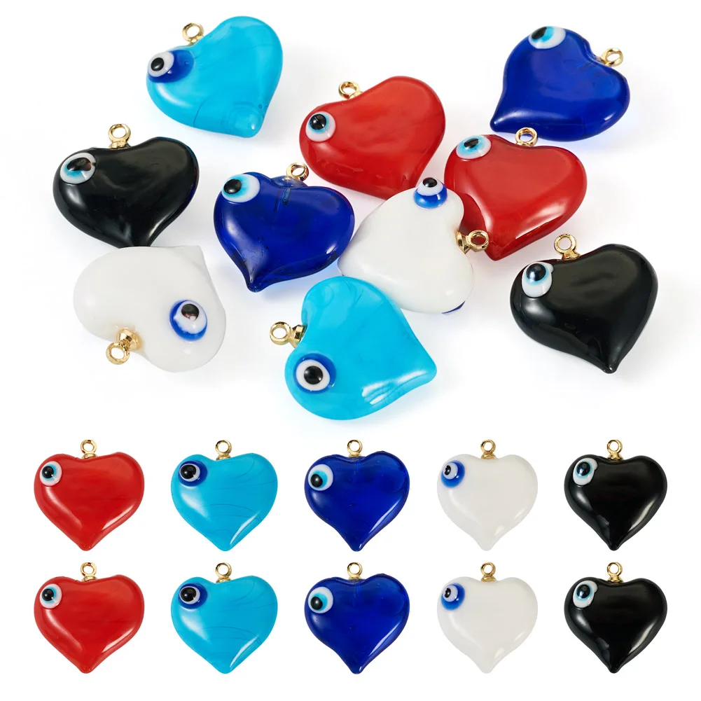 10Pcs Heart Charm Handmade Evil Eye Lampwork Pendants Dangle Charms for Jewelry Making DIY Craft Supplies Bracelet Necklace
10Pcs Heart Charm Handmade Evil Eye Lampwork Pendants Dangle Charms for Jewelry Making DIY Craft Supplies Bracelet Necklace