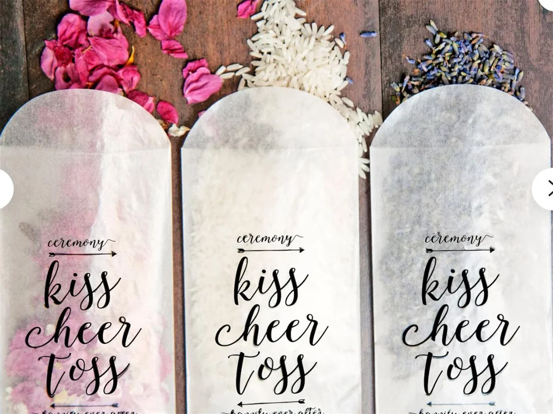 

Wedding Petal Toss Glassine Envelopes - DIY Aisle Exit - Kiss Cheer Toss - Pack of 50 Small Size Bags