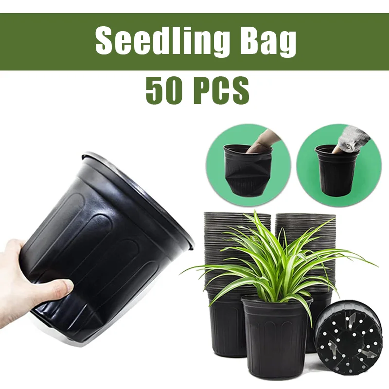 Black Soft Plastic Seedling Planters Bowl Nursery Breathable Pot Grow Bag for Flower Vegetable Gardening Tools Accessories 50Pcs
Black Soft Plastic Seedling Planters Bowl Nursery Breathable Pot Grow Bag for Flower Vegetable Gardening Tools Accessories 50Pcs