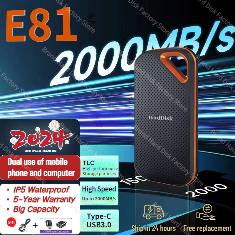 E61 E81 External SSD Portable Solid State Drive 16TB 2TB 4TB Type-C/A USB3.2 Gen2 500GB Mobile Drive For Laptop PC Hard Disk PS5
E61 E81 External SSD Portable Solid State Drive 16TB 2TB 4TB Type-C/A USB3.2 Gen2 500GB Mobile Drive For Laptop PC Hard Disk PS5