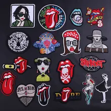 Red Mouth Lip Embroidery Patches on Clothes Clothing Thermoadhesive Patches for Jacket Diy Punk Music Band Logo Badge for Women