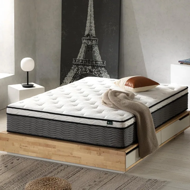 Mattress on Bed 12-Inch Hybrid Mattress Free of Glass Fiber, Medium Touch, Motion Isolating, Safety Certified Foam and Fabric
Mattress on Bed 12-Inch Hybrid Mattress Free of Glass Fiber, Medium Touch, Motion Isolating, Safety Certified Foam and Fabric