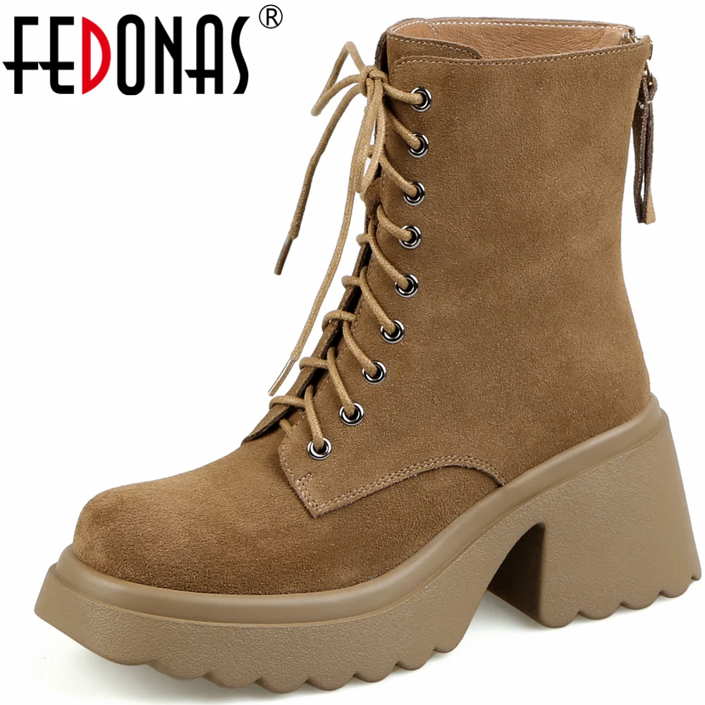 FEDONAS Vintage Women Ankle Boots Back Zipper Thick Heels Cow Suede Leather Shoes Woman Office Working Short Boots Autumn Winter
FEDONAS Vintage Women Ankle Boots Back Zipper Thick Heels Cow Suede Leather Shoes Woman Office Working Short Boots Autumn Winter