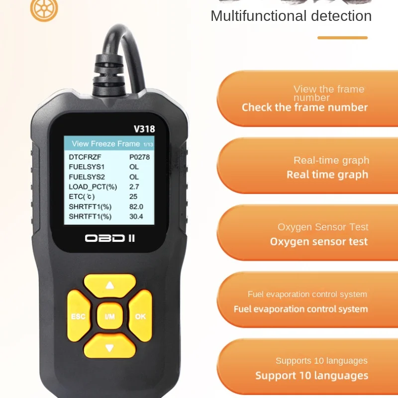 Сканер V318 OBD2 цветной экран поддерживает 10 языков Диагностический прибор неисправности автомобиля инструмент для ремонта автомобиля аксессуары
Сканер V318 OBD2 цветной экран поддерживает 10 языков Диагностический прибор неисправности автомобиля инструмент для ремонта автомобиля аксессуары