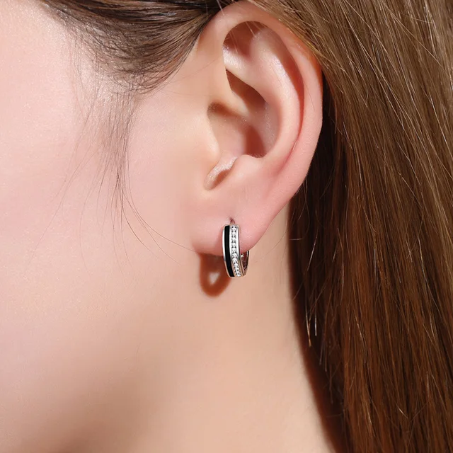 Boucles d'oreilles rondes noires pour femmes, bijoux classiques de haute qualité, nouvelle collection 1