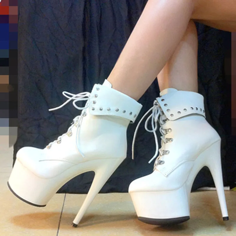 Club Sexy rivets studs turnover lace- up ankle boots high platform Woman Thin heels motorcycle Boots stage Performance botte
Club Sexy rivets studs turnover lace- up ankle boots high platform Woman Thin heels motorcycle Boots stage Performance botte