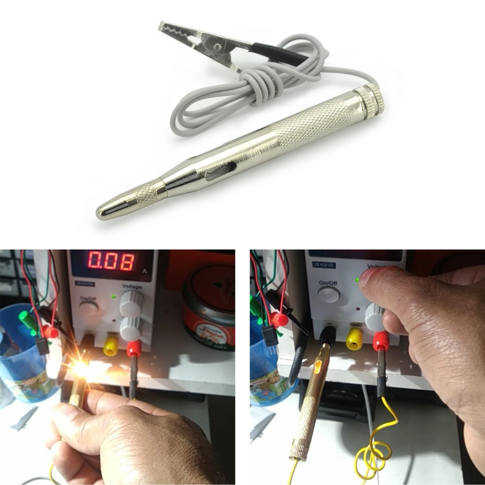 

DC 6V 12V 24V Probe Light System Test Probe Lamp Auto Ignition Circuit Tester Lamp Voltage Test Pen For VW GTI Detector Copper