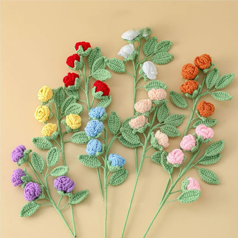 Hand-Knitted Flowers Bouquet Multi-Head Rose Artificial Fake Flower DIY Wedding Decorations Home Table Decorate Creative Gifts
Hand-Knitted Flowers Bouquet Multi-Head Rose Artificial Fake Flower DIY Wedding Decorations Home Table Decorate Creative Gifts