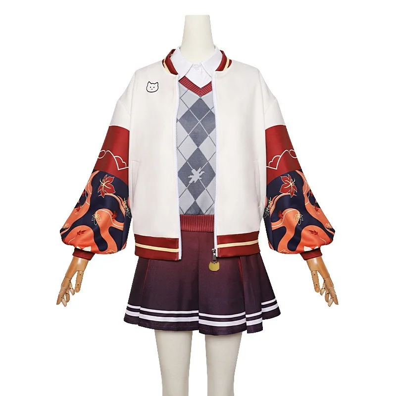 

Anime Genshin Impact Kaedehara Kazuha Cosplay Full Set White Coat Vest Skirt Costume Halloween Party Carnival Clothes for Women